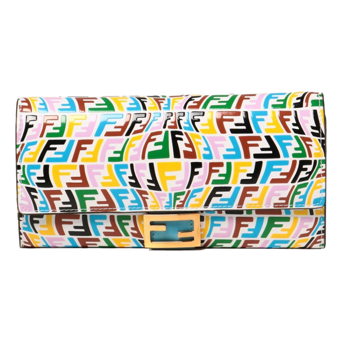 Fendi Vertigo Baguette Multicolor Leather Long Wallet 8M0251