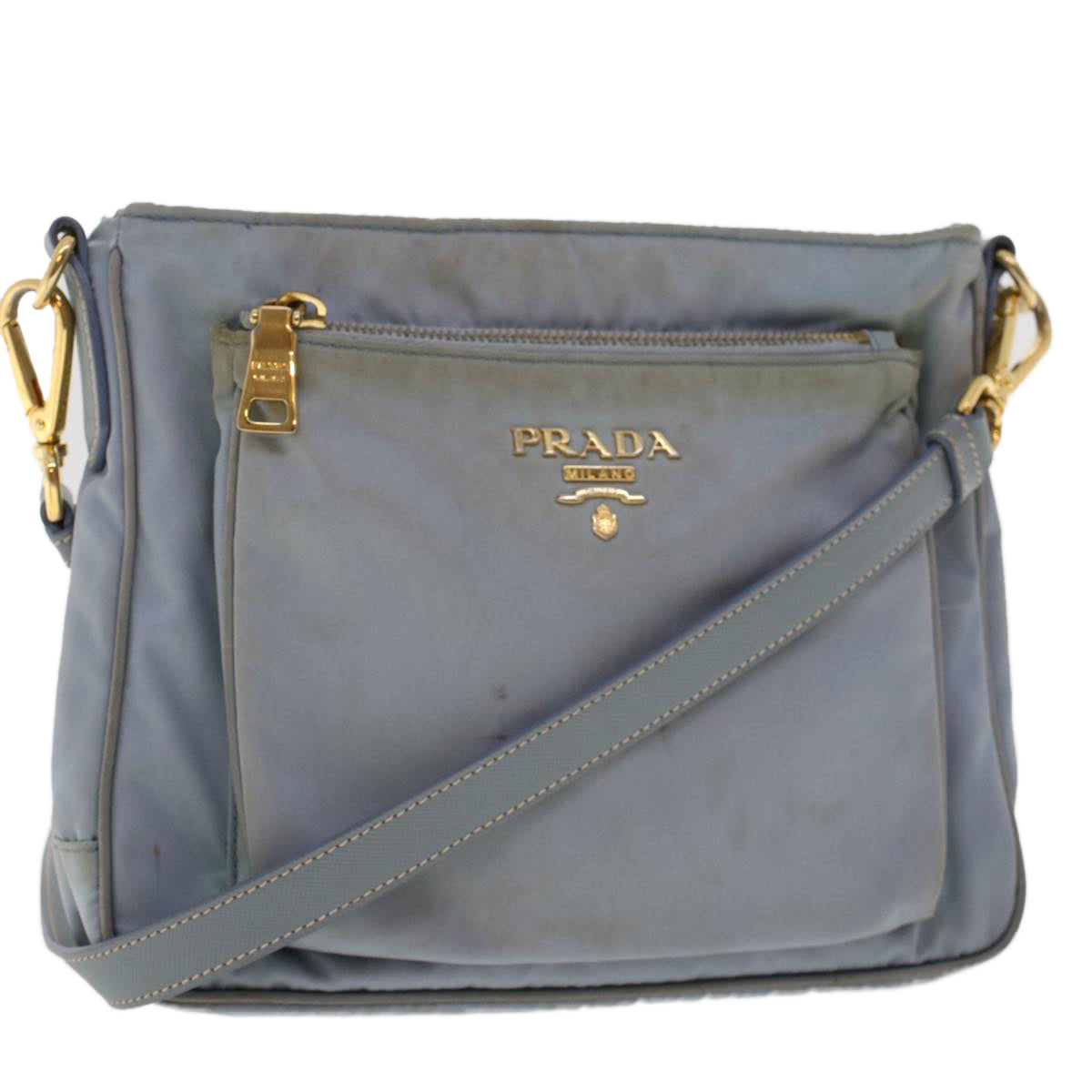 PRADA Shoulder Bag Nylon Leather Blue  fm2488