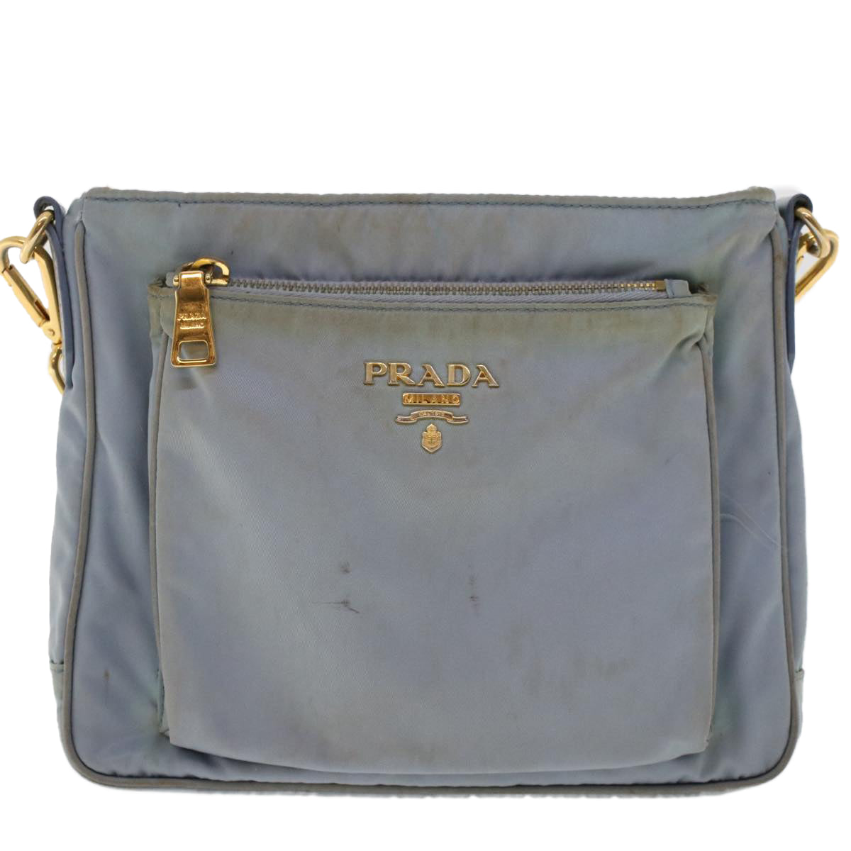 PRADA Shoulder Bag Nylon Leather Blue  fm2488