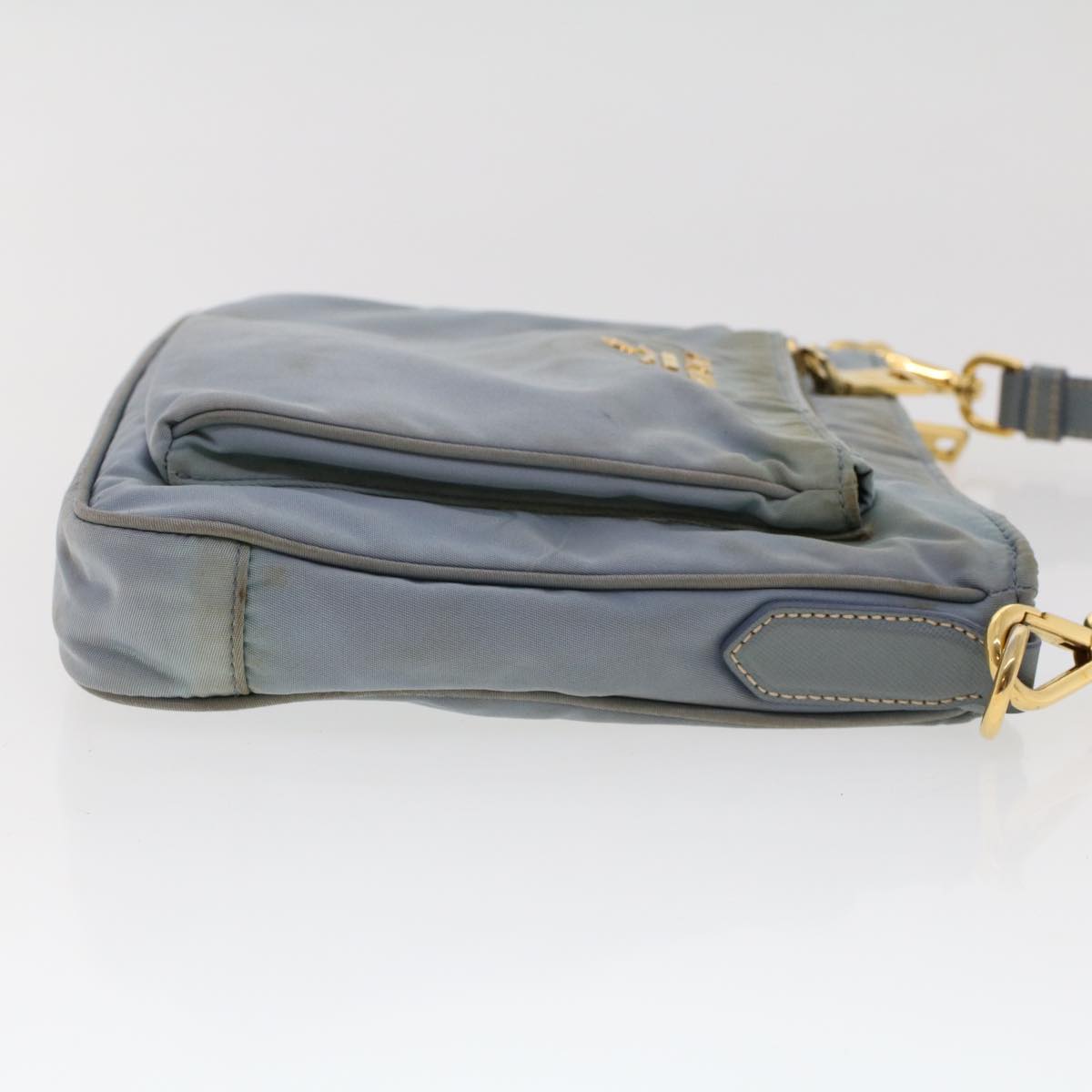 PRADA Shoulder Bag Nylon Leather Blue  fm2488