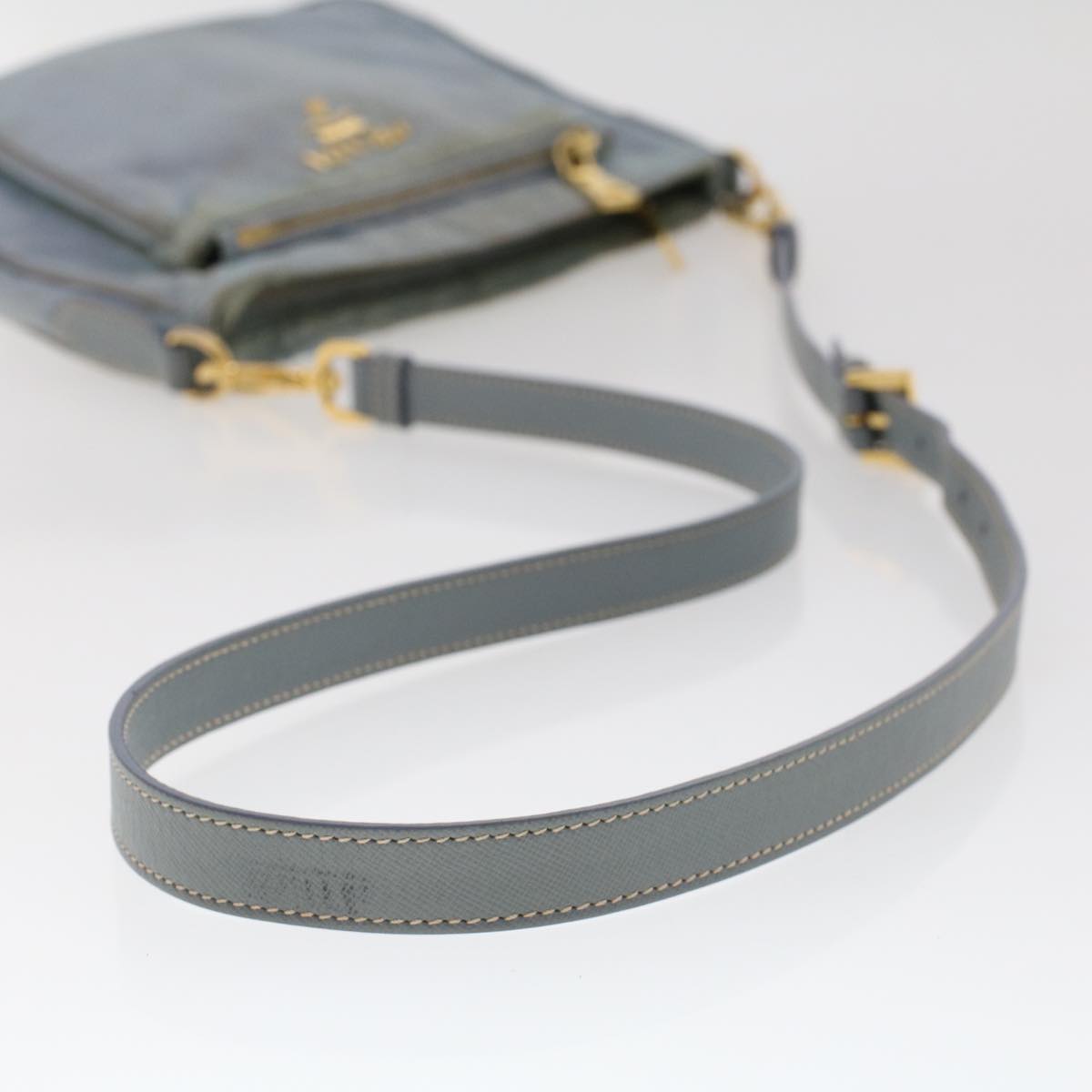 PRADA Shoulder Bag Nylon Leather Blue  fm2488