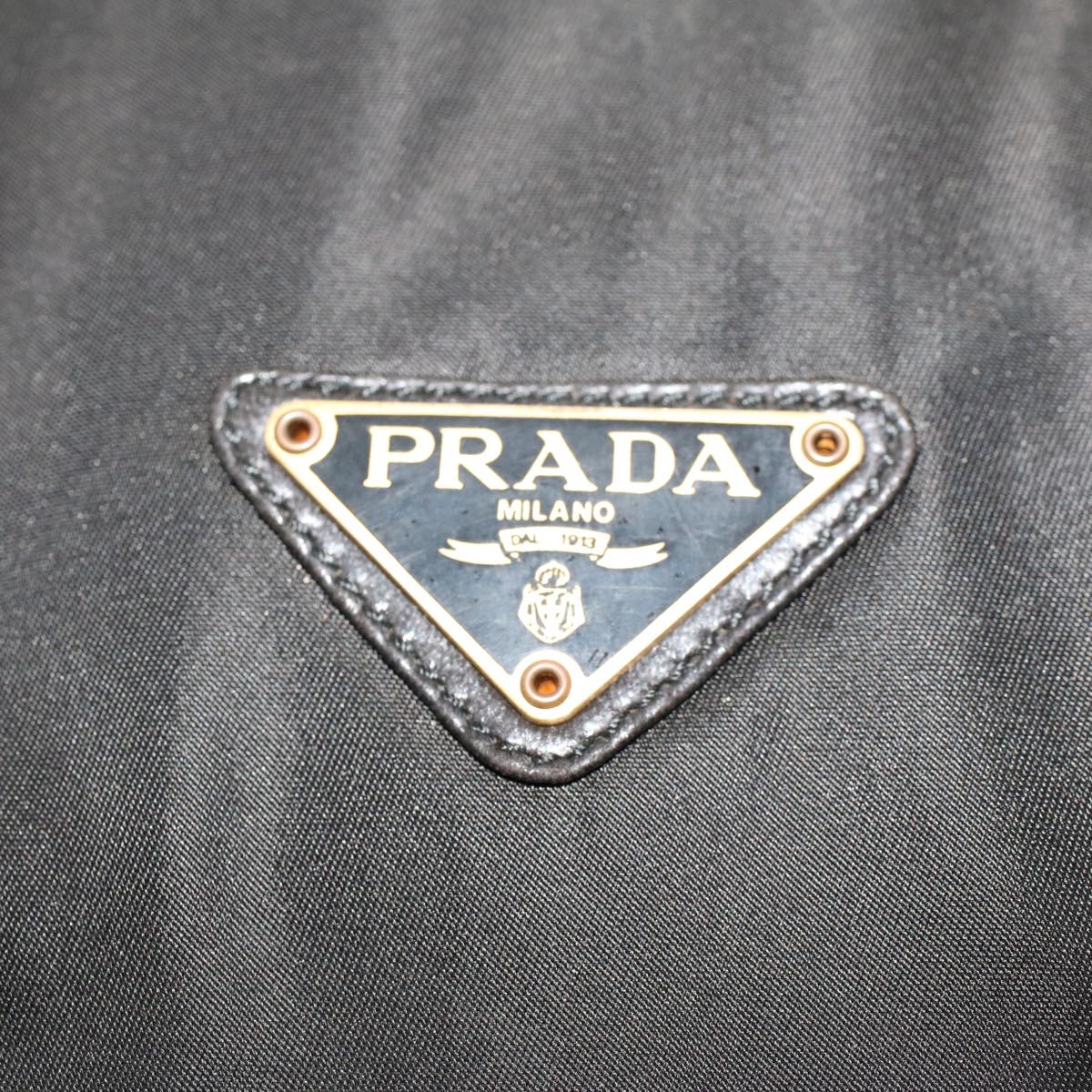 PRADA Hand Bag Nylon Leather Black  fm2536