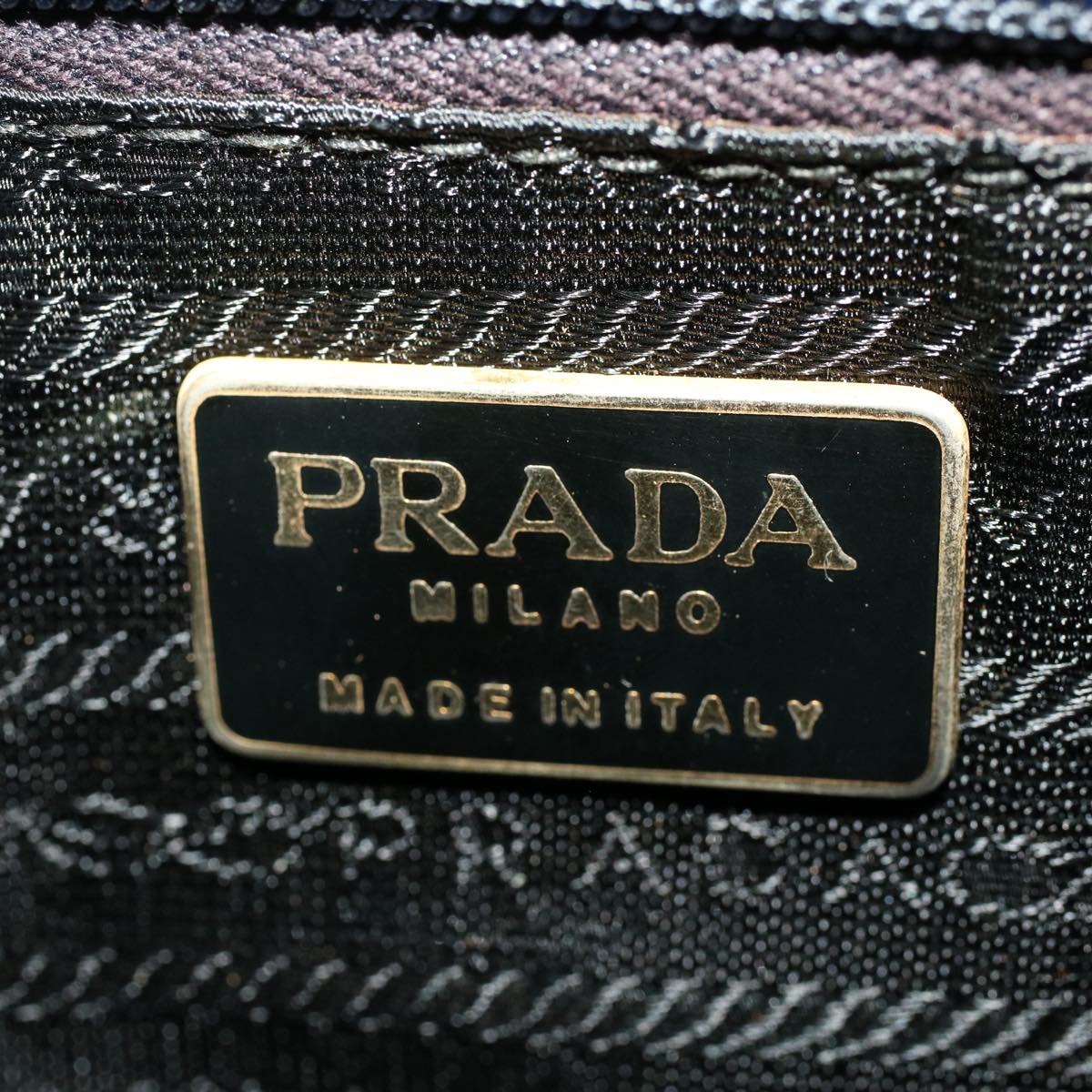 PRADA Hand Bag Nylon Leather Black  fm2536