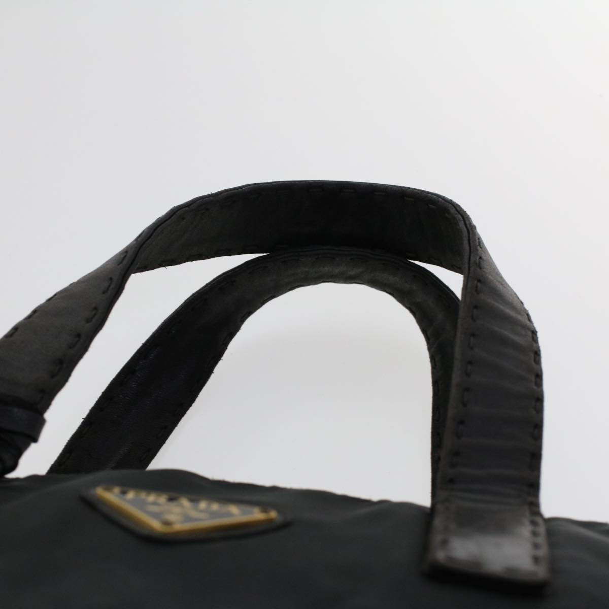 PRADA Hand Bag Nylon Leather Black  fm2536