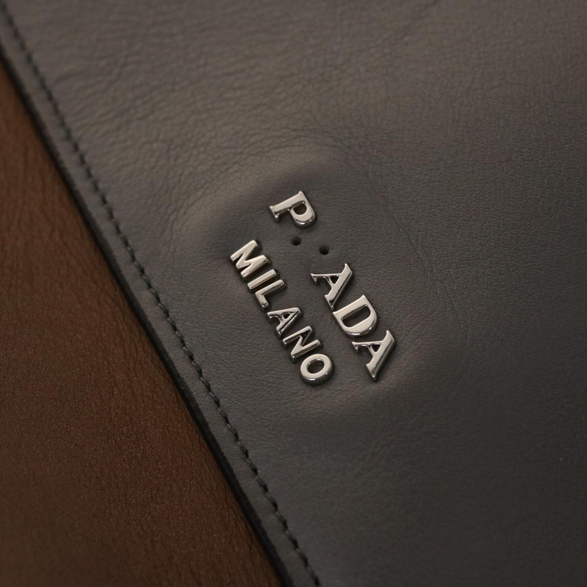 PRADA Hand Bag Leather 2way Brown  fm2539