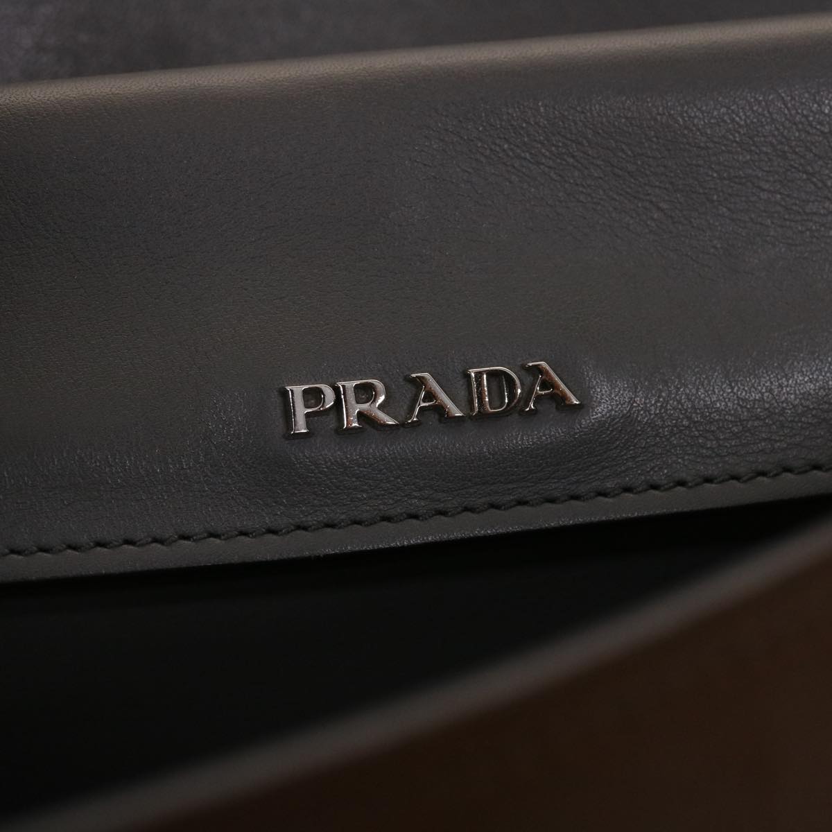 PRADA Hand Bag Leather 2way Brown  fm2539