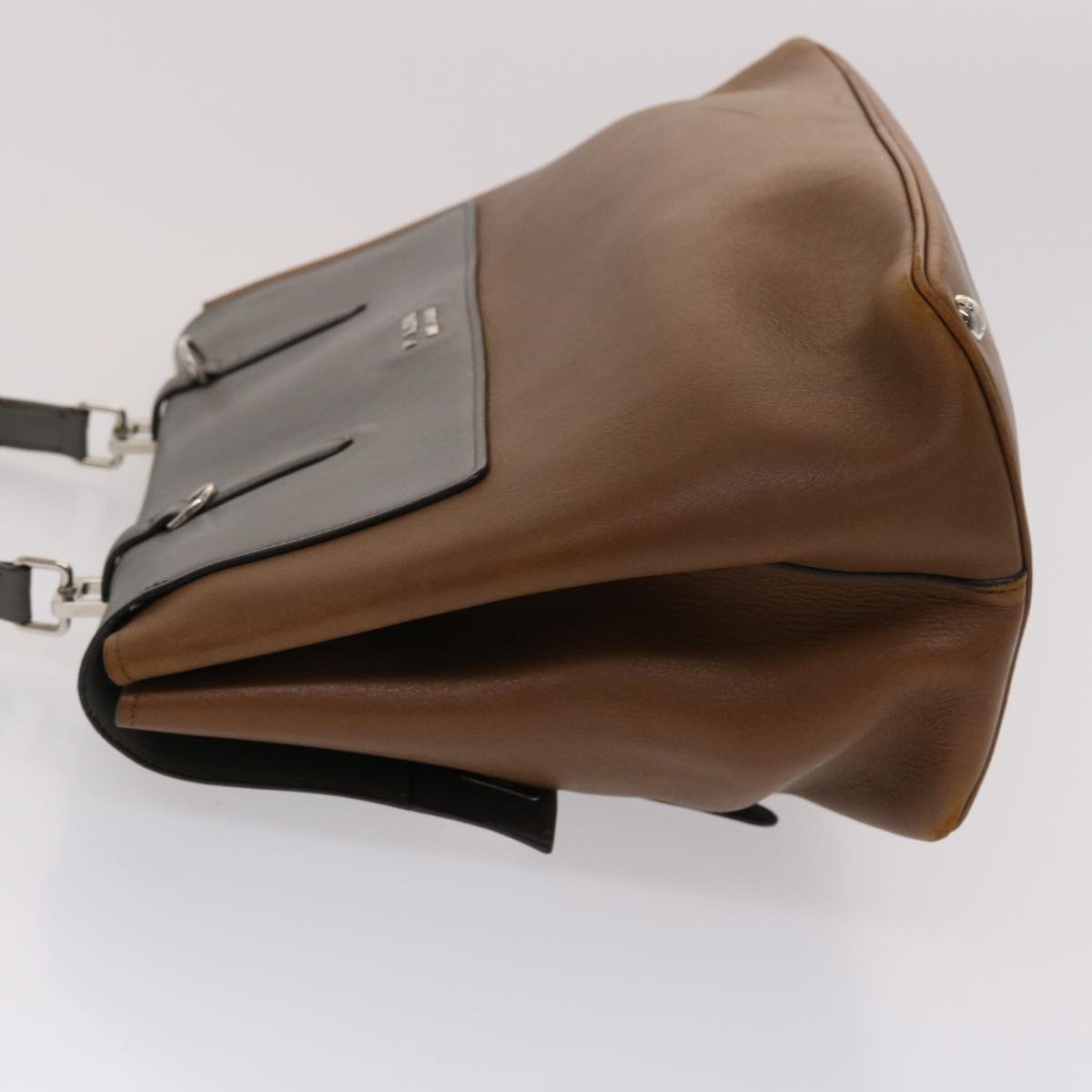 PRADA Hand Bag Leather 2way Brown  fm2539