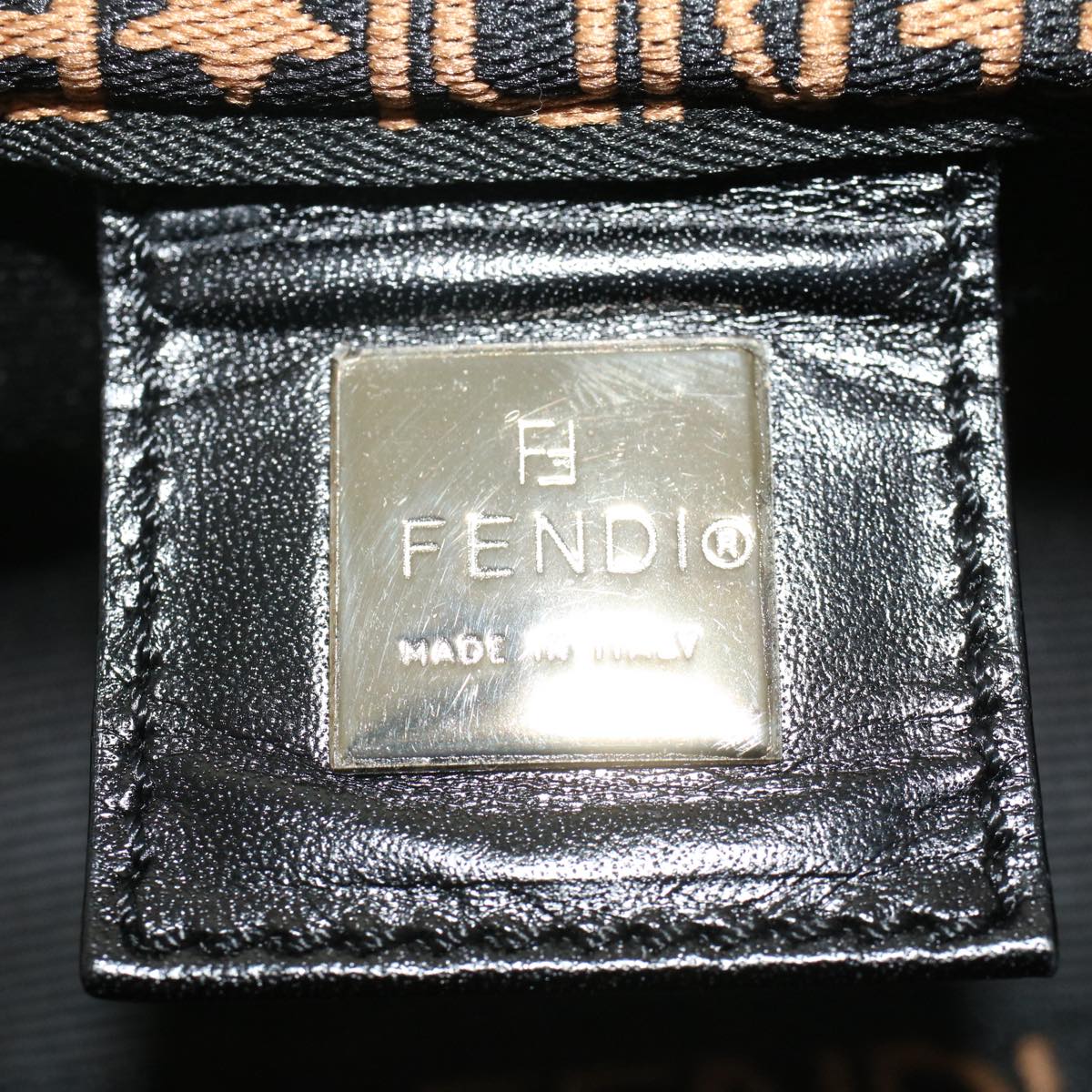 FENDI Hand Bag Nylon Black  fm2555