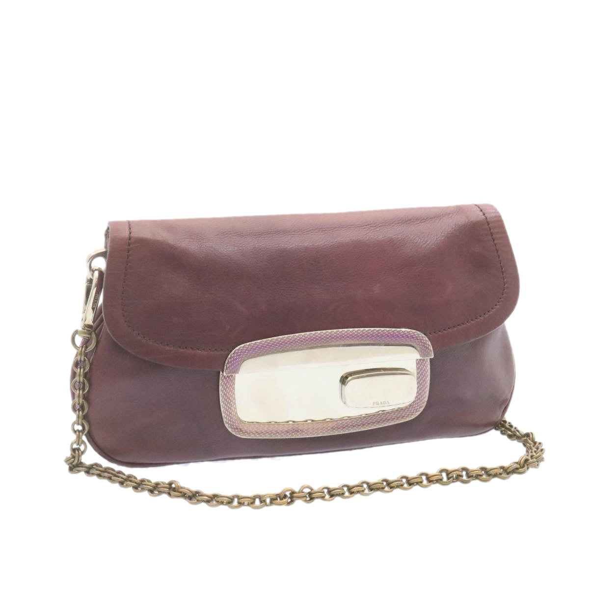 PRADA Chain Shoulder Bag Leather Purple  am1163g