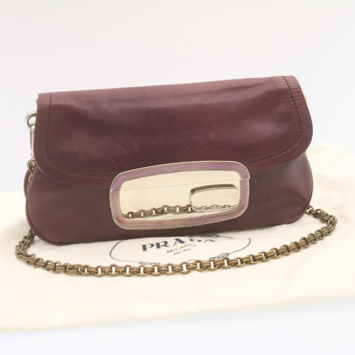 PRADA Chain Shoulder Bag Leather Purple  am1163g