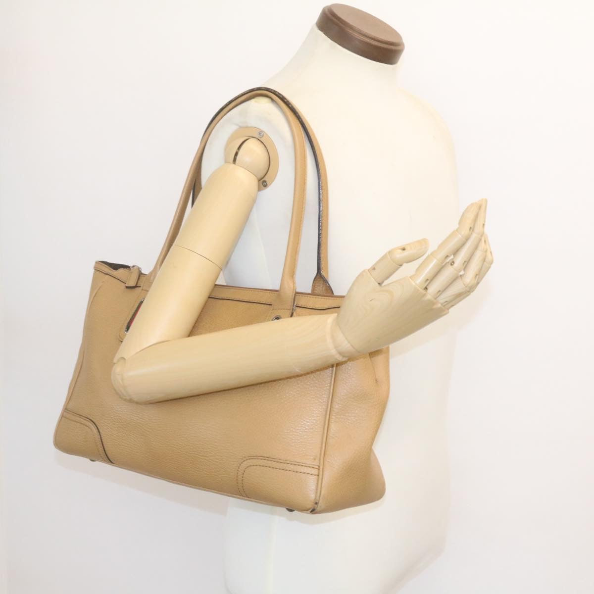 GUCCI Princy Line Tote Bag Leather Beige  am1445g