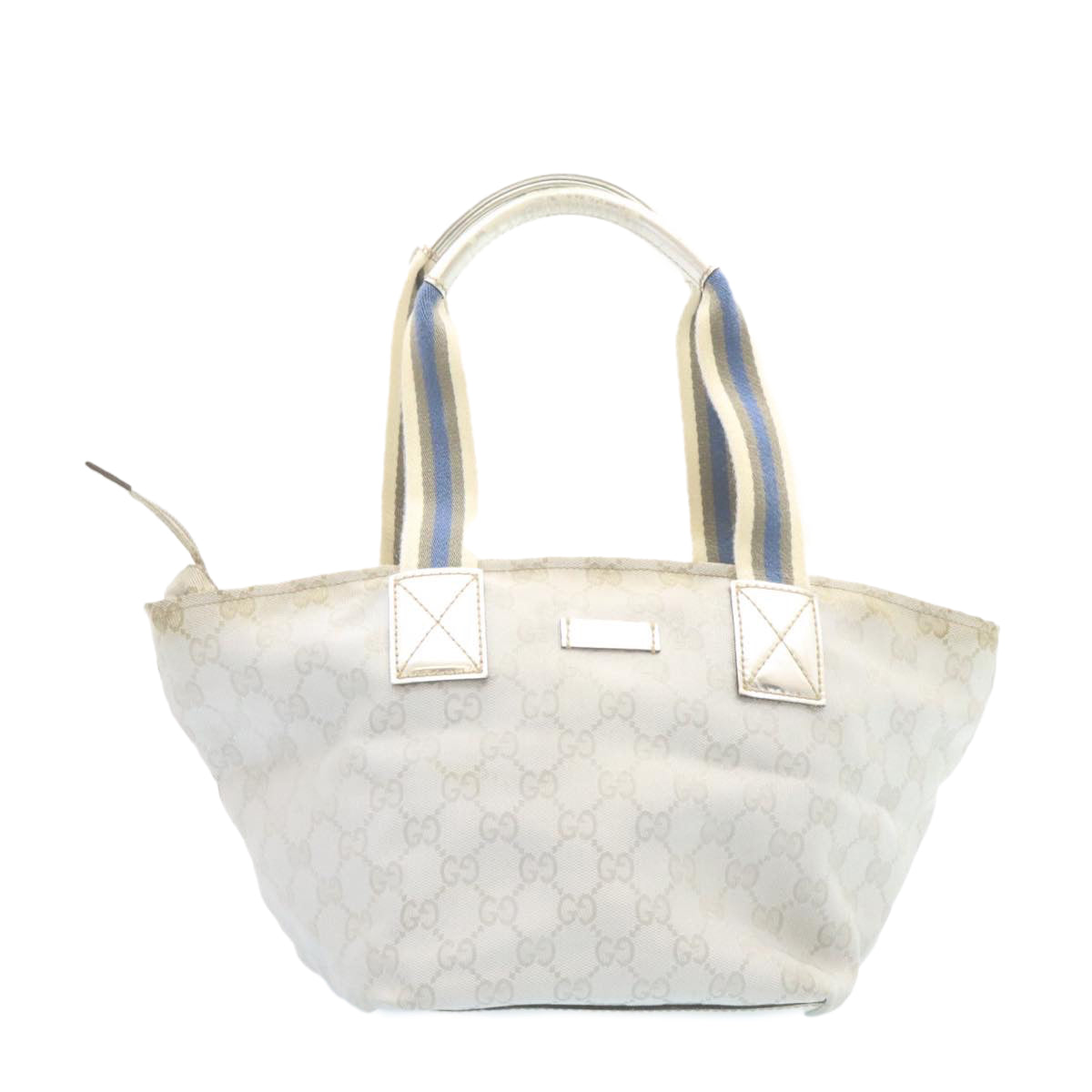 GUCCI Sherry Line GG Canvas Tote Bag Silver Blue  am1955g