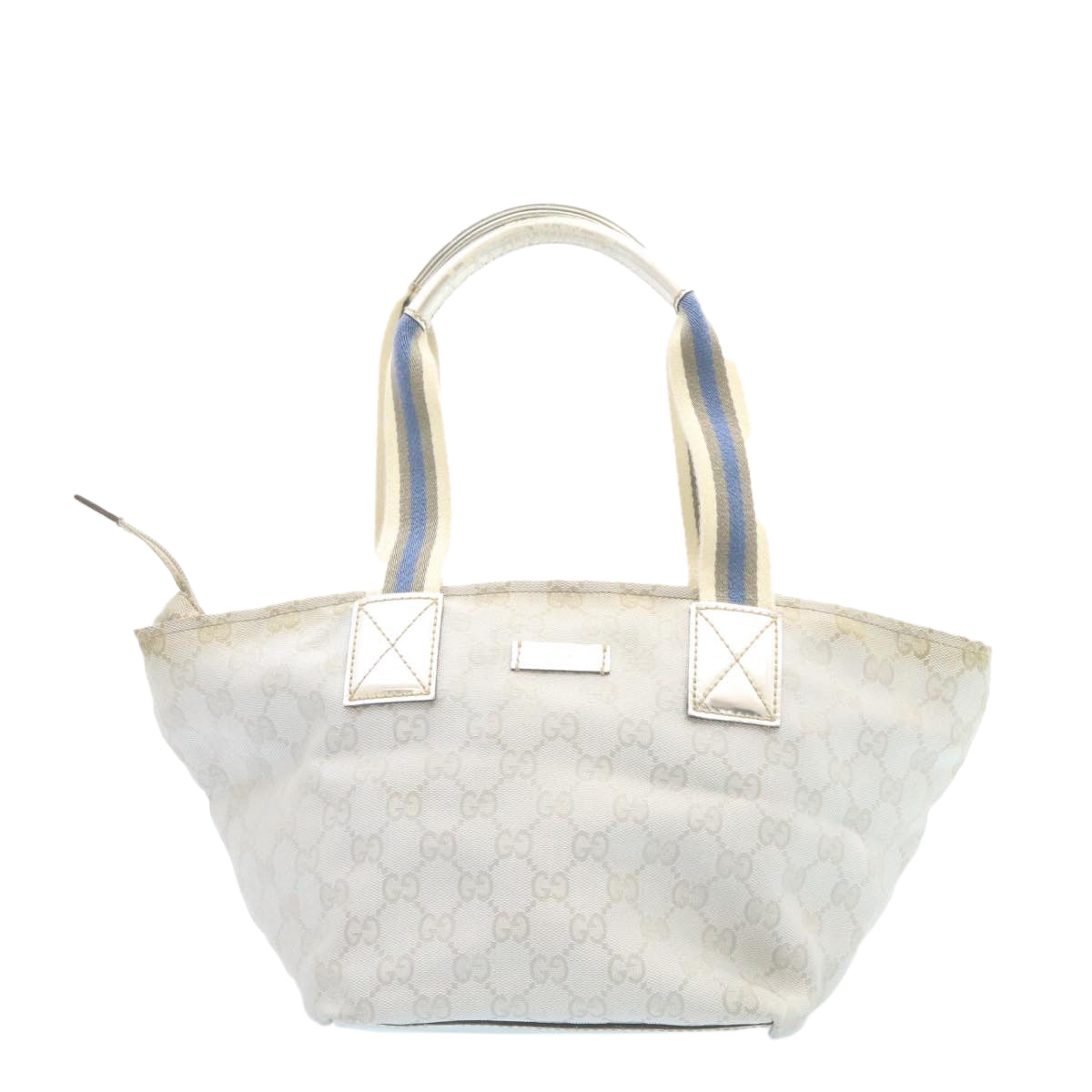 GUCCI Sherry Line GG Canvas Tote Bag Silver Blue  am1955g