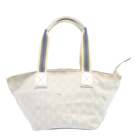 GUCCI Sherry Line GG Canvas Tote Bag Silver Blue  am1955g