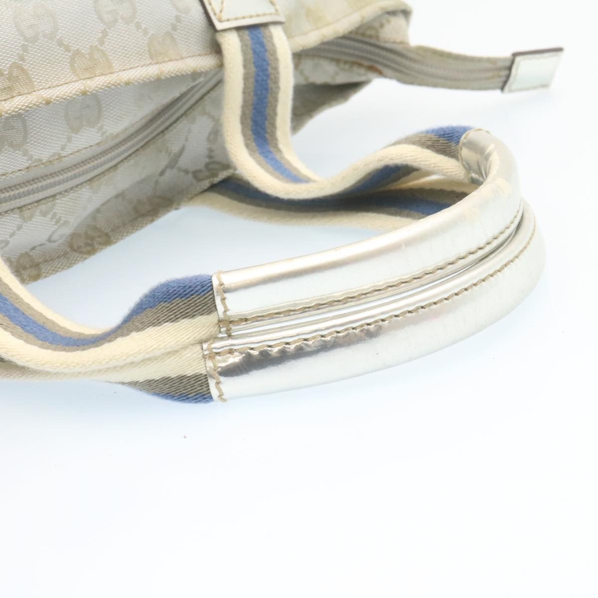 GUCCI Sherry Line GG Canvas Tote Bag Silver Blue  am1955g