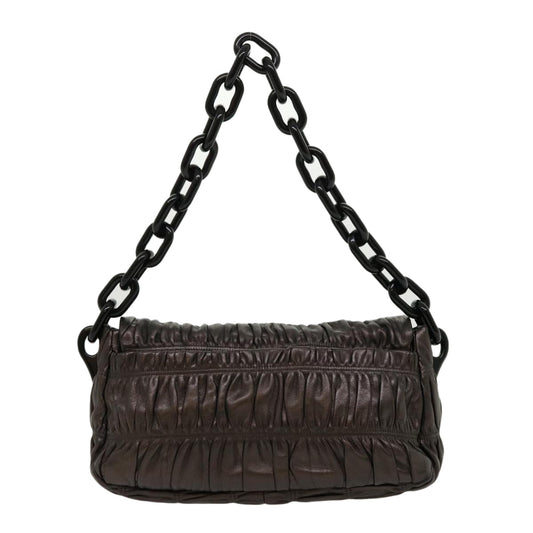 PRADA Chain Shoulder Bag Leather Brown  am2634g