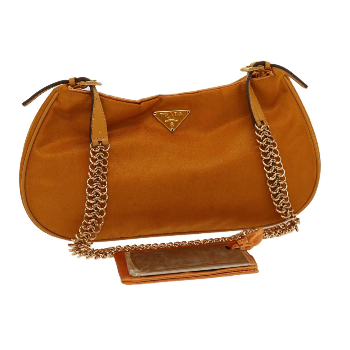 PRADA Chain Shoulder Bag Nylon Orange  am2666gA