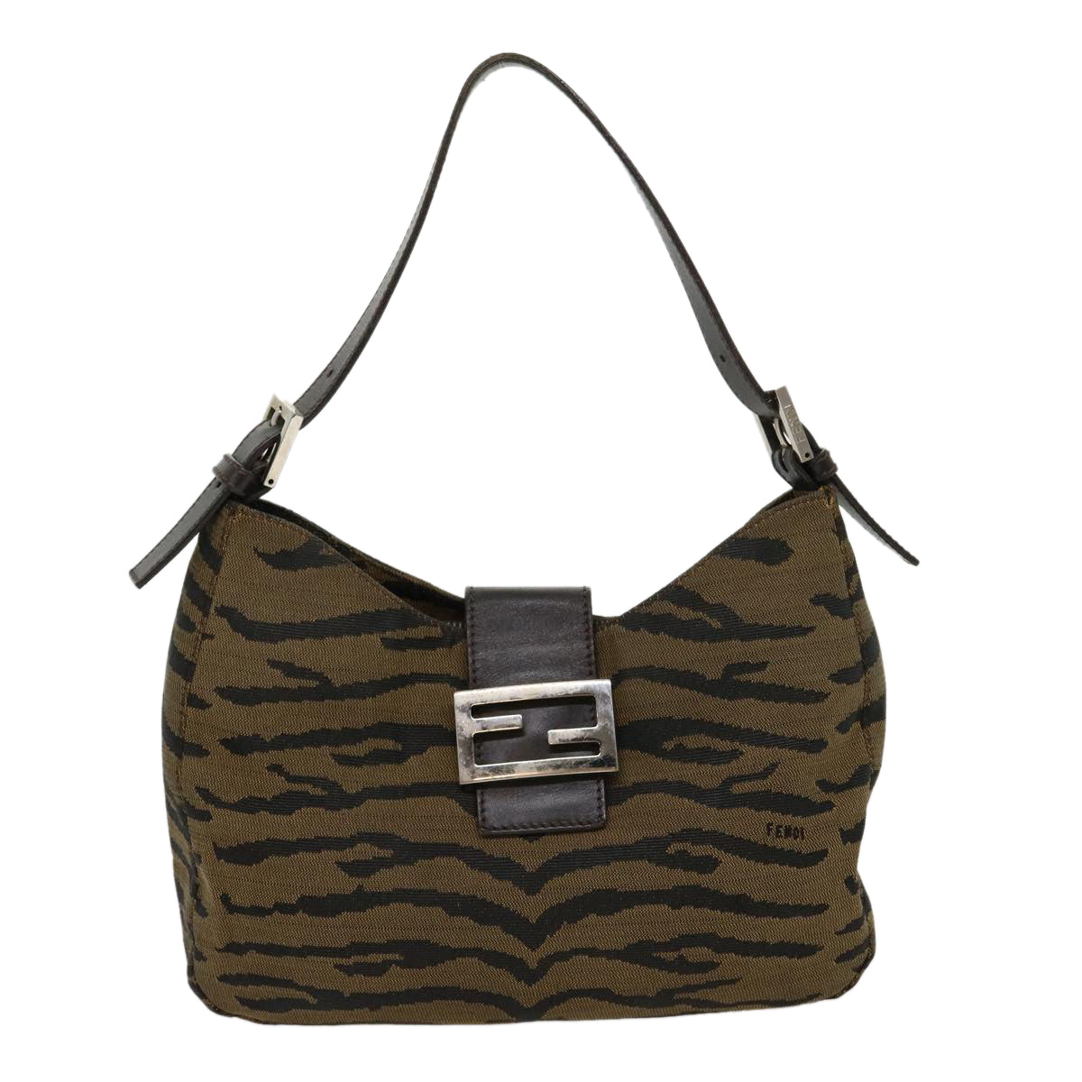 FENDI Animal Mamma Baguette Shoulder Bag Brown Black  am2687g