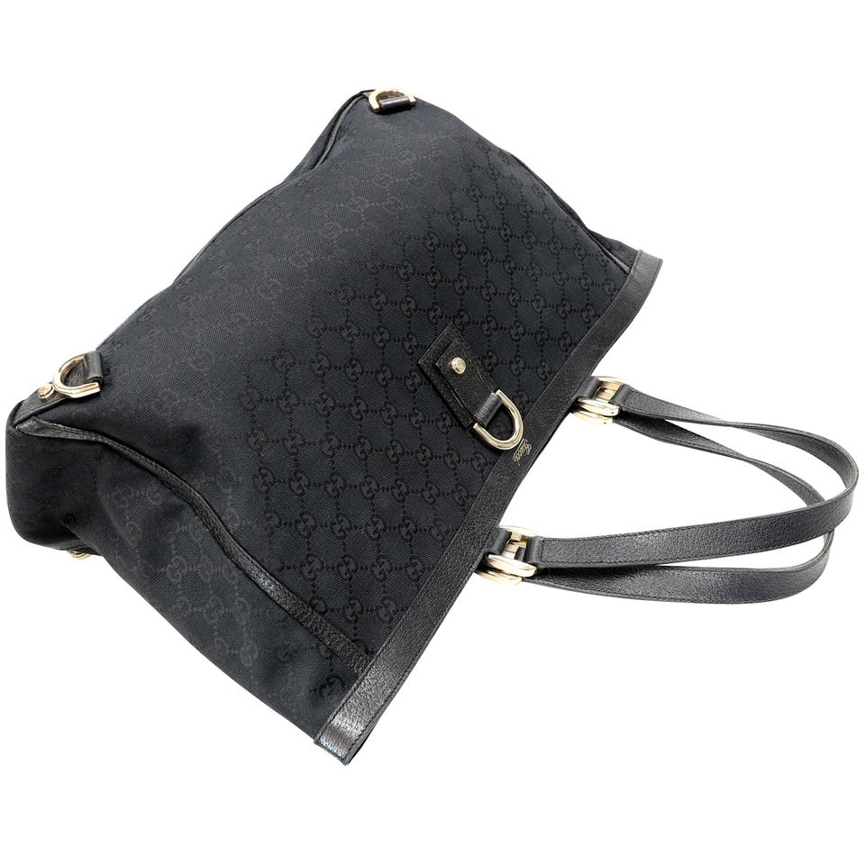 Gucci Signature GG Monogram D Ring Black Canvas Tote GG-B0512P-0002