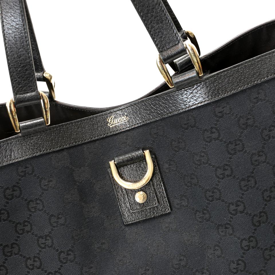 Gucci Signature GG Monogram D Ring Black Canvas Tote GG-B0512P-0002