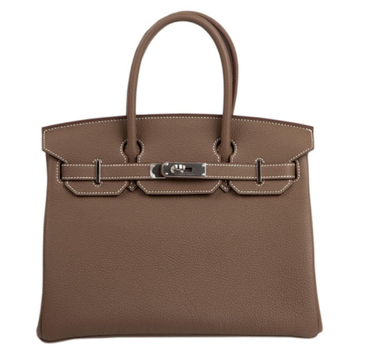 Hermès Togo Birkin 30 Bag Etoupe PHW