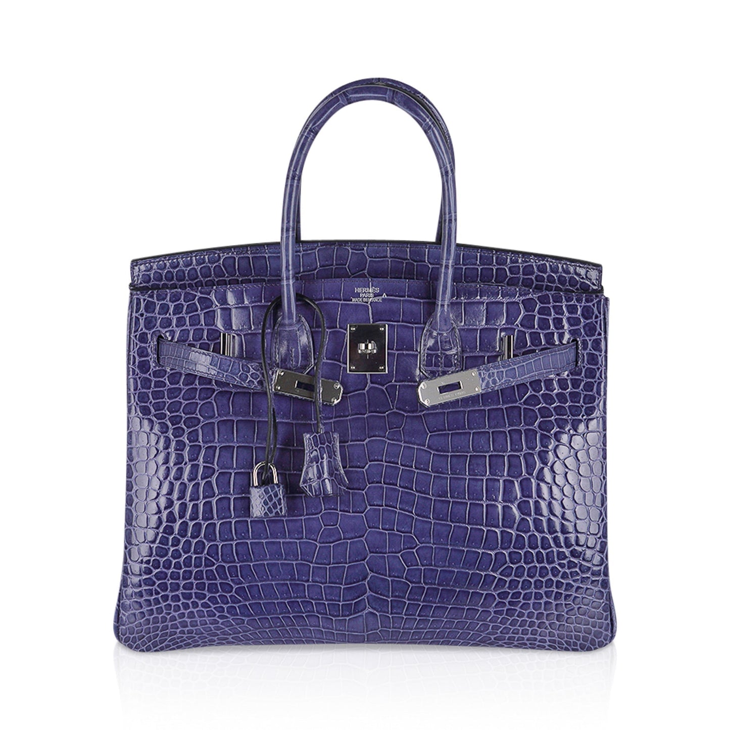 Hermes Birkin 35 Bag Blue Brighton Porosus Crocodile Palladium Hardware New