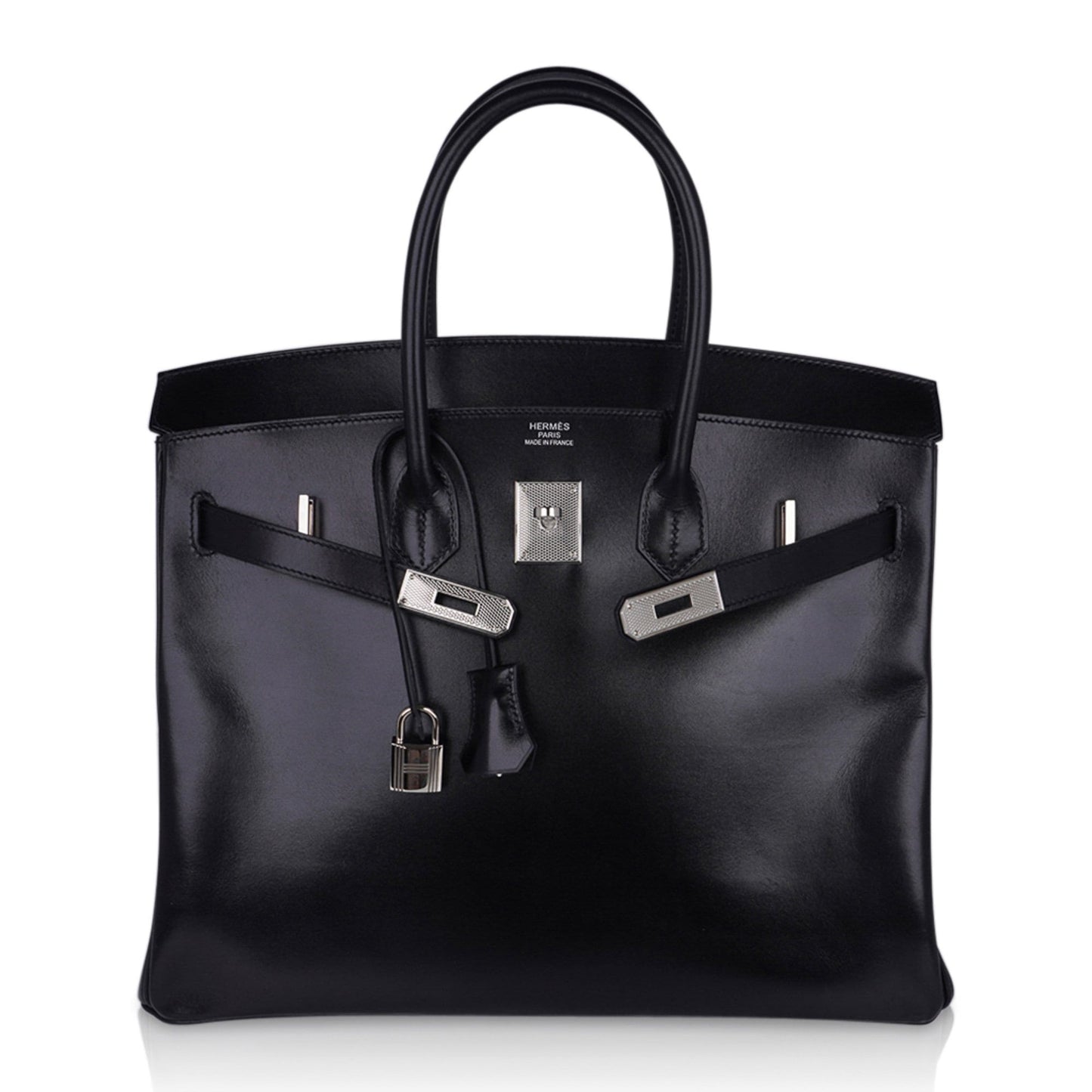 Hermes Birkin 35 Bag Black Box Palladium Guilloche Hardware