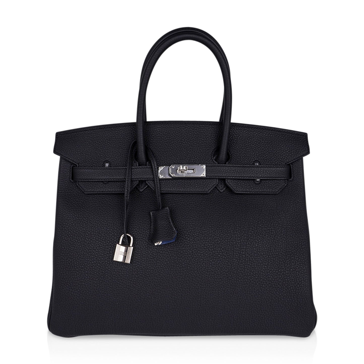 Hermes Verso Birkin 35 Bag Black & Blue Agate Togo Leather with Palladium Hardware