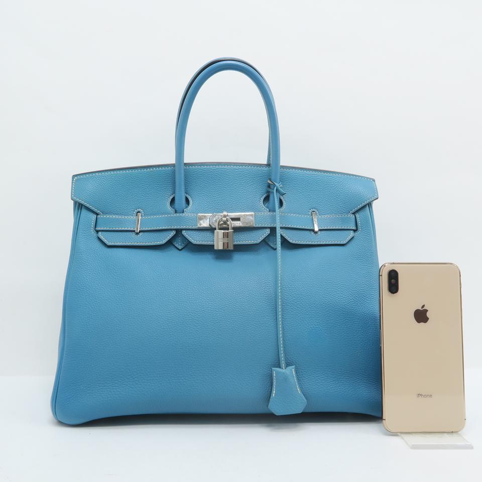 Hermès Birkin 35 Bleu Zephyr Clemence Tote