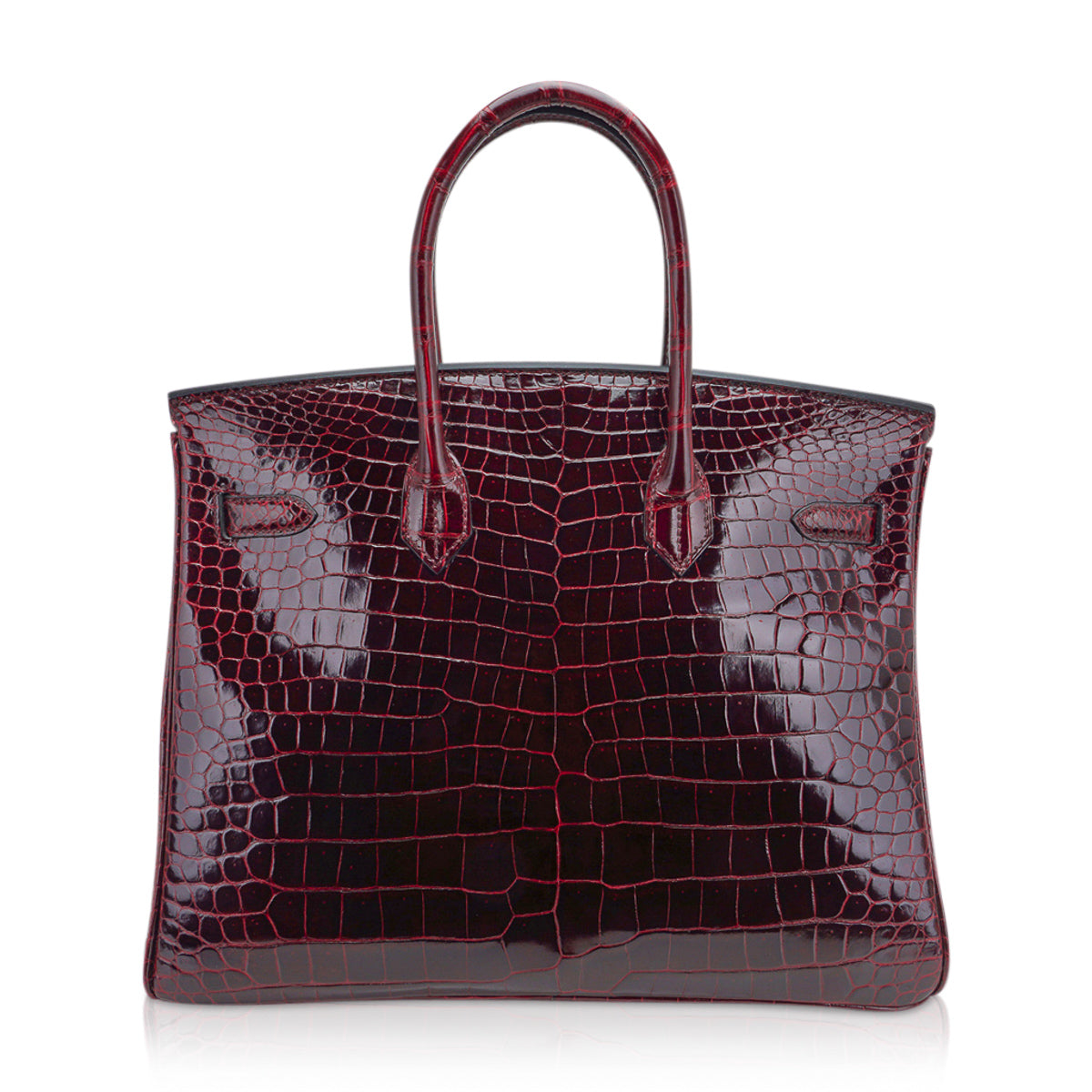 Hermes Special Order HSS Birkin 35 Bag Bordeaux Porosus Crocodile with Gold Hardware