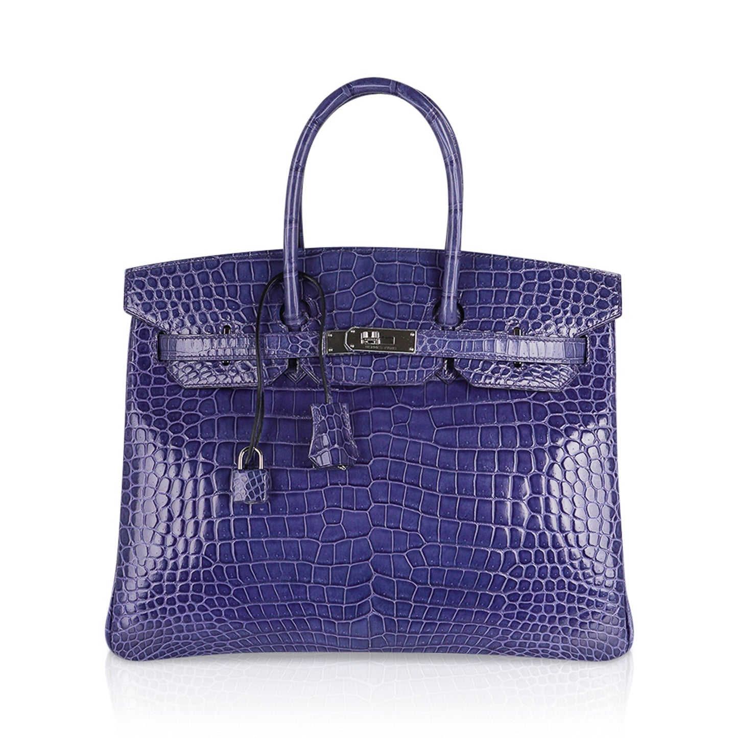 Hermes Birkin 35 Bag Blue Brighton Porosus Crocodile Palladium Hardware New