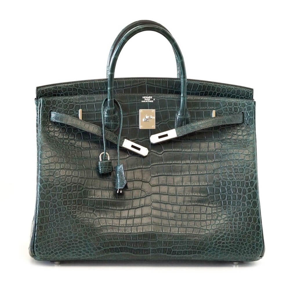 Hermès Vert Fonce Crocodile Birkin 40PHW