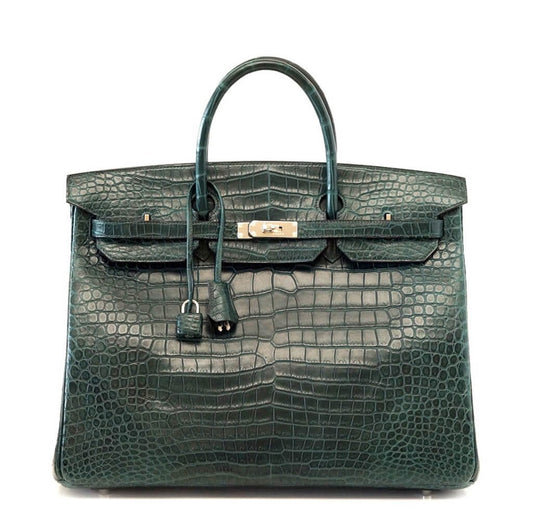 Hermès Vert Fonce Crocodile Birkin 40PHW