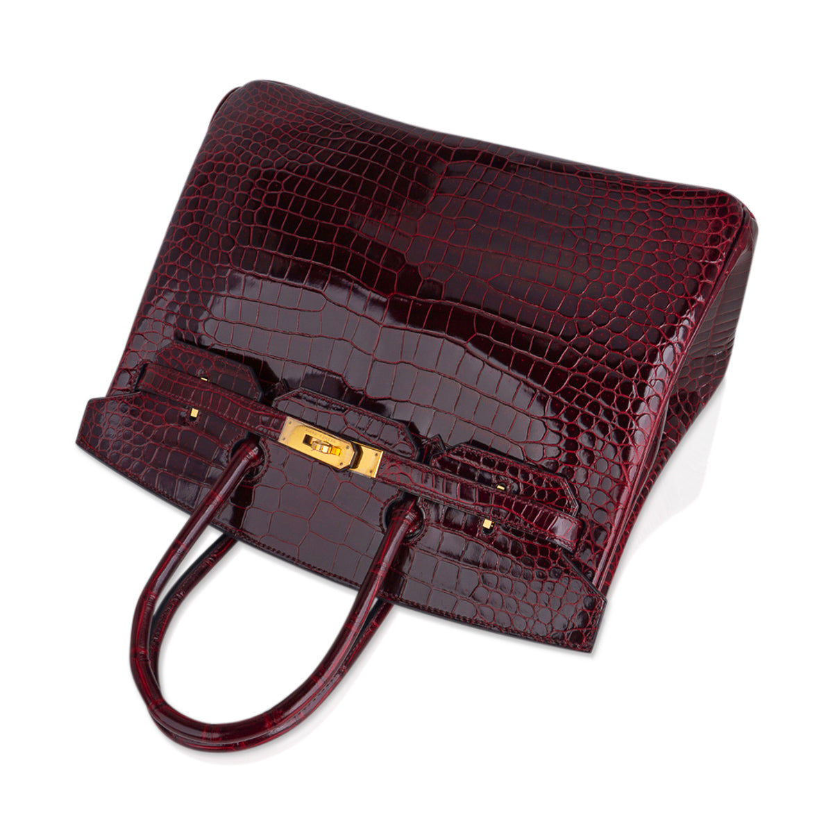 Hermes Special Order HSS Birkin 35 Bag Bordeaux Porosus Crocodile with Gold Hardware