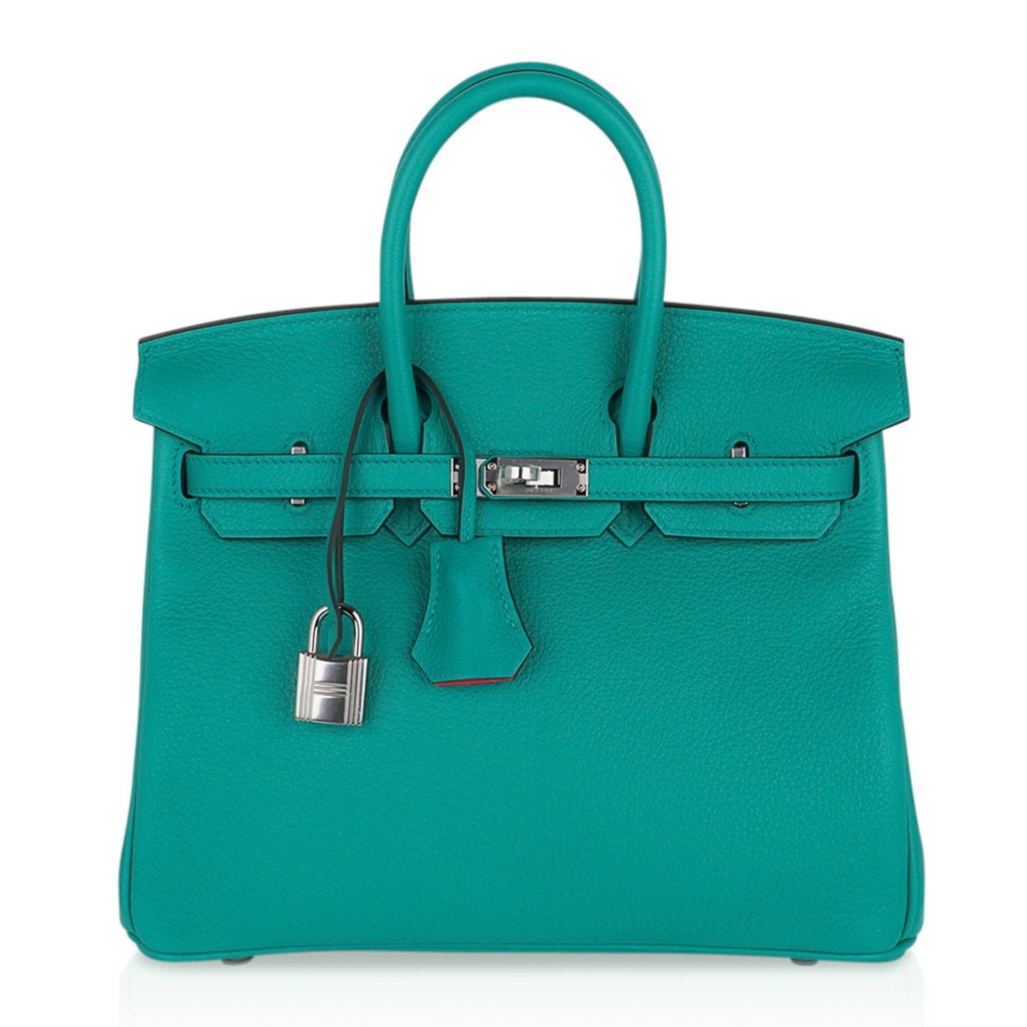 Hermes Verso Birkin 25 Bag Vert Verone & Rose Lipstick Novillo Leather with Palladium Hardware