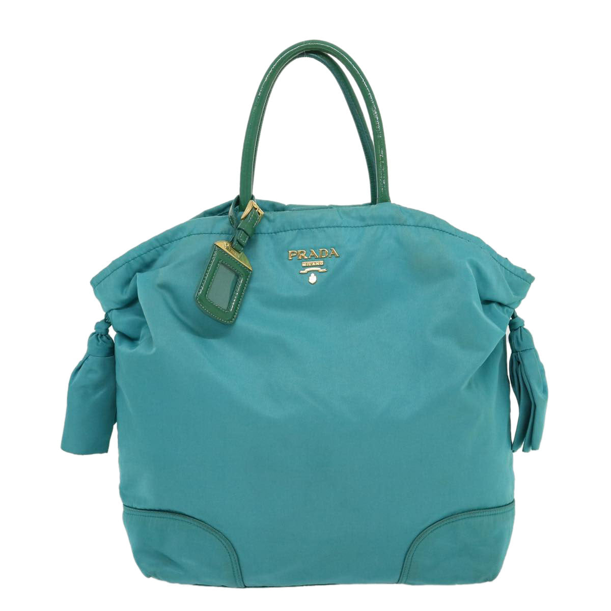 PRADA Hand Bag Nylon Turquoise Blue  hk434