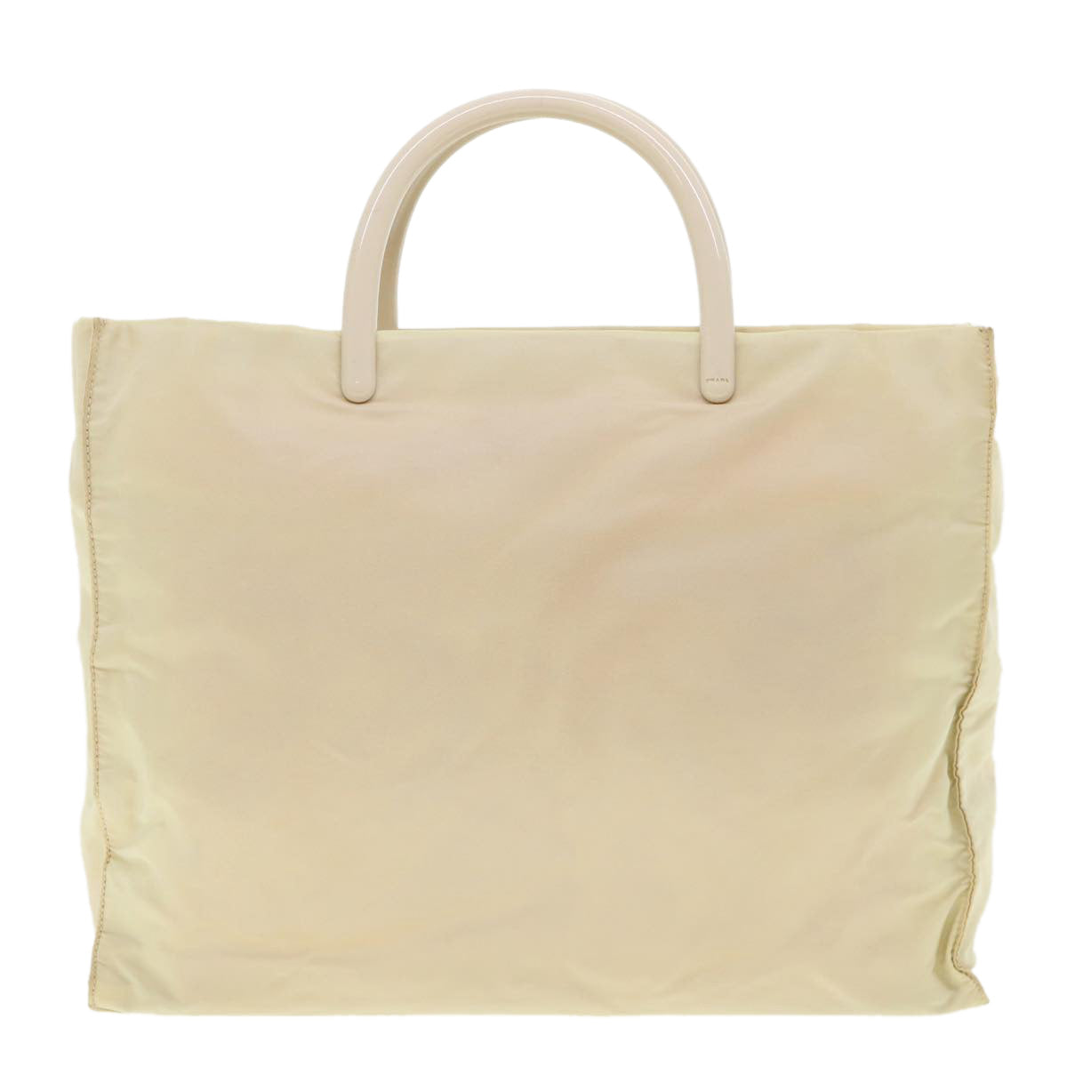 PRADA Hand Bag Nylon Beige  hk668