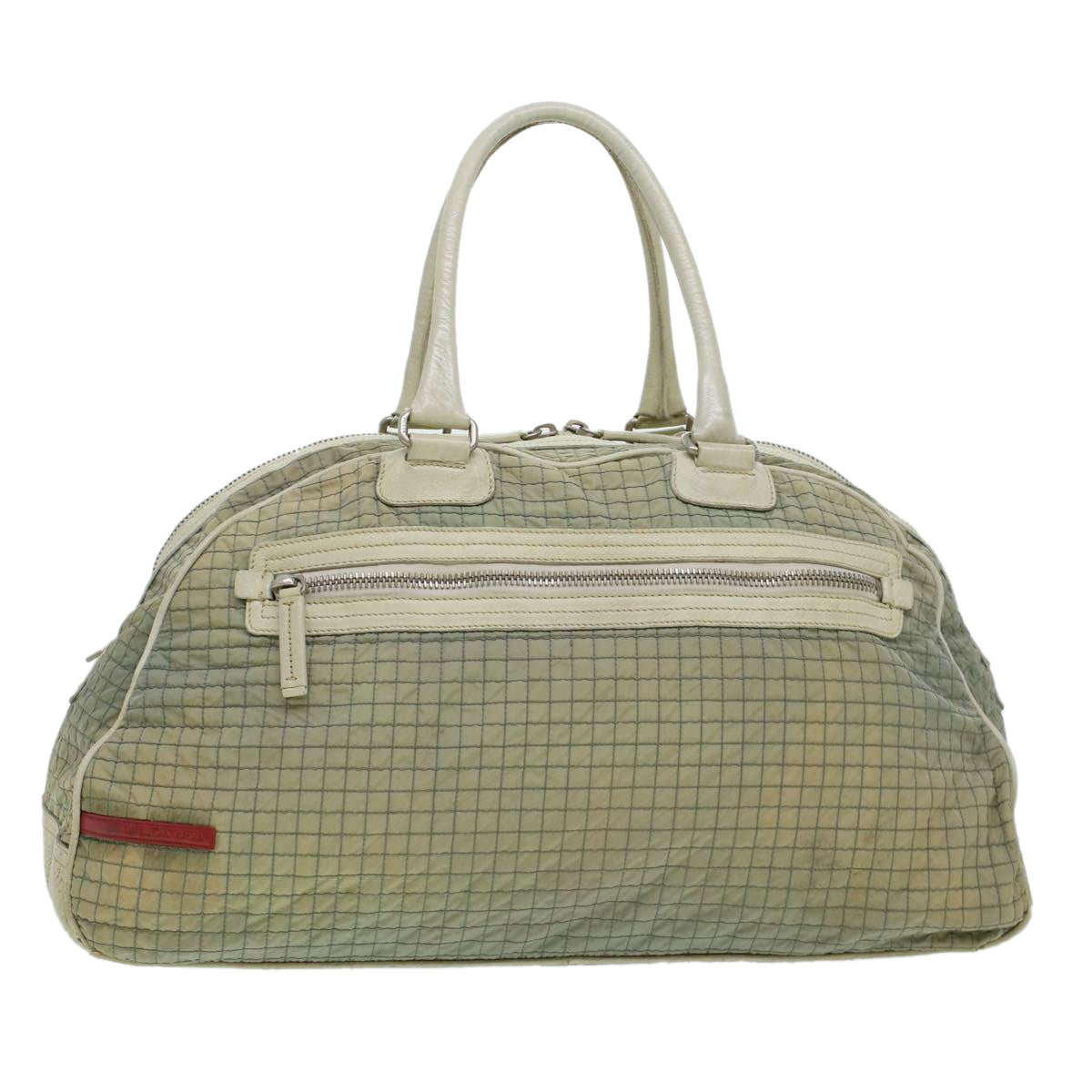 PRADA Quilted Boston Bag Nylon Gray  hk697