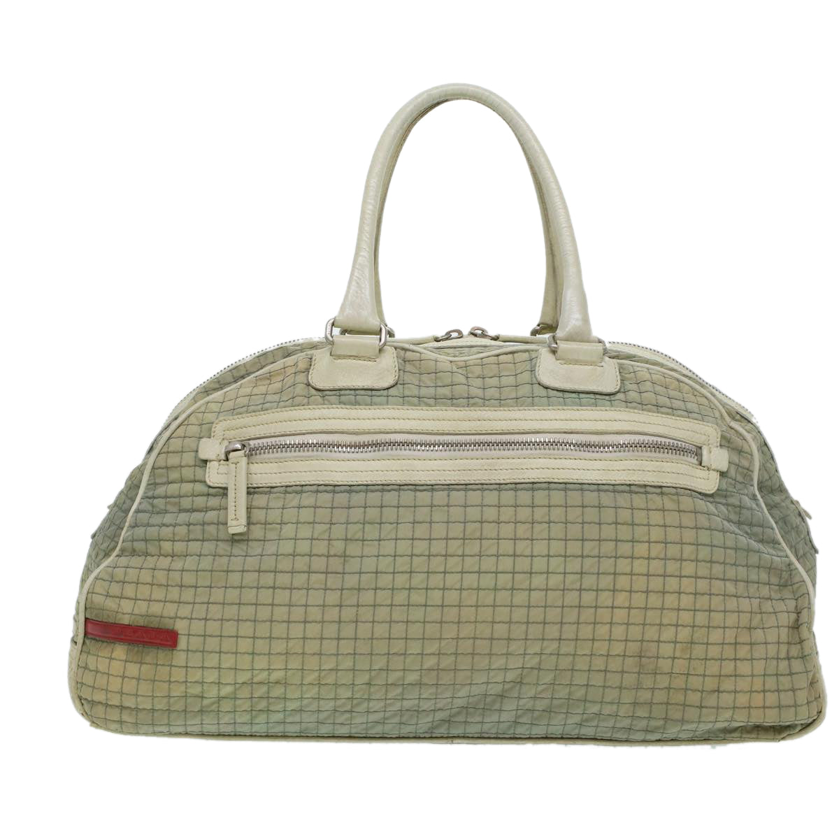 PRADA Quilted Boston Bag Nylon Gray  hk697