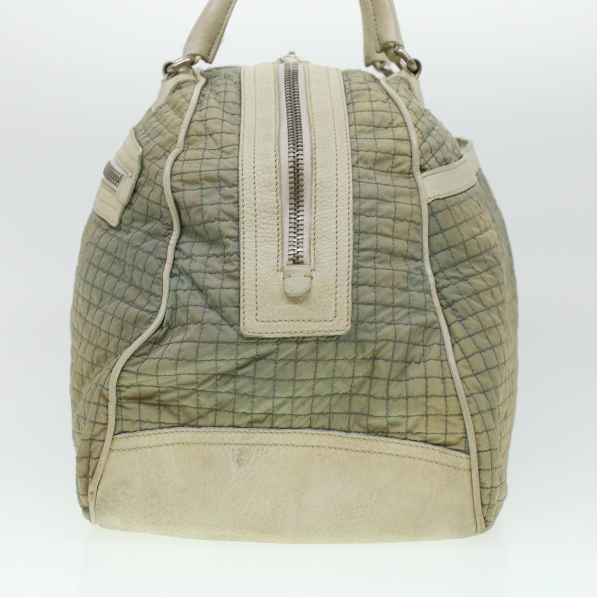 PRADA Quilted Boston Bag Nylon Gray  hk697