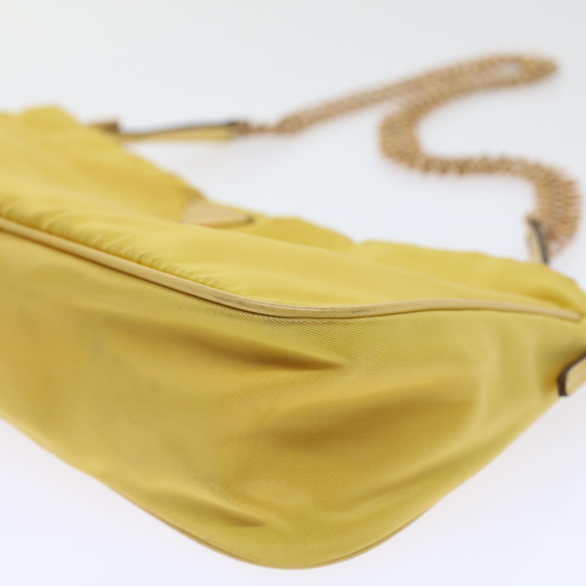 PRADA Chain Shoulder Bag Nylon Yellow  hk780