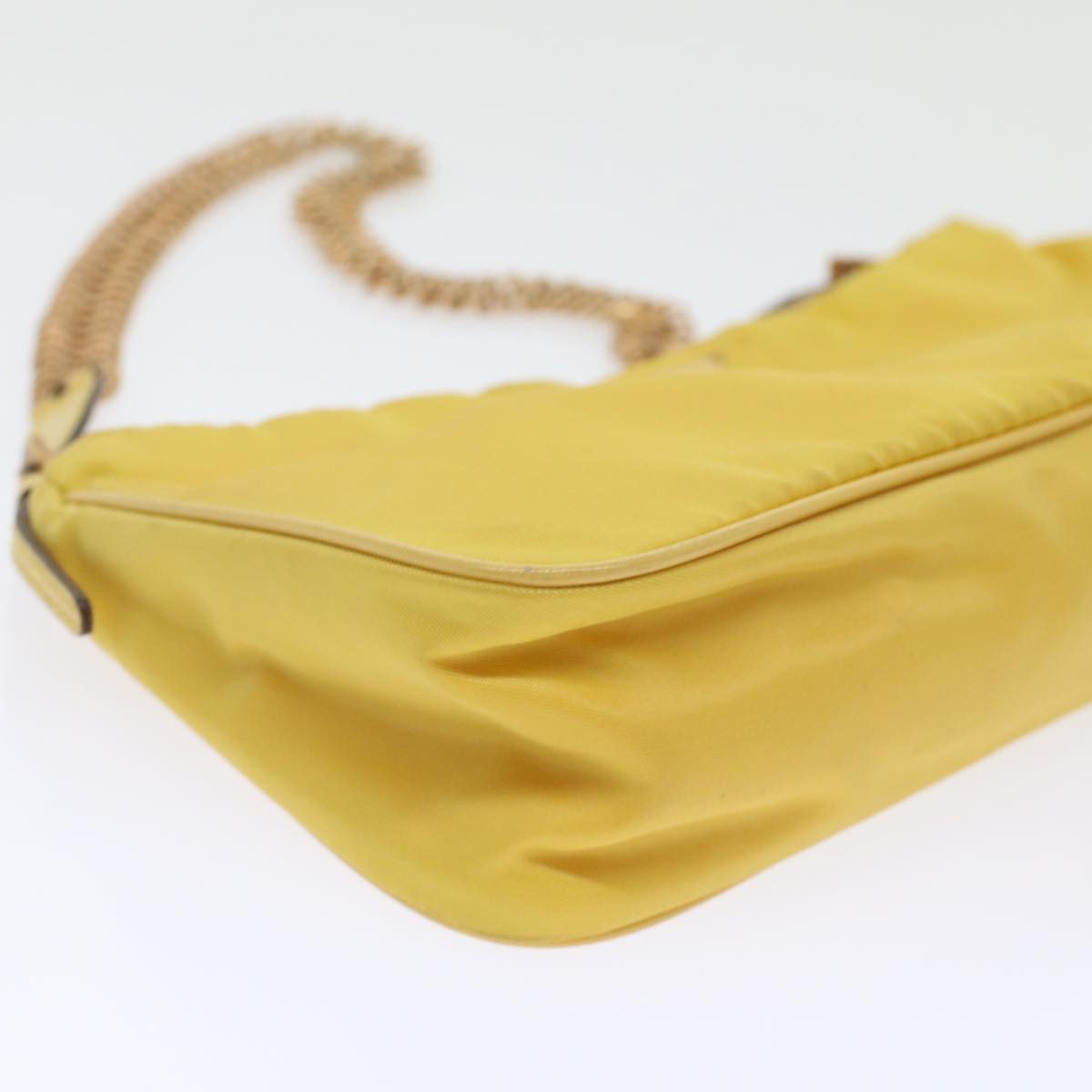 PRADA Chain Shoulder Bag Nylon Yellow  hk780