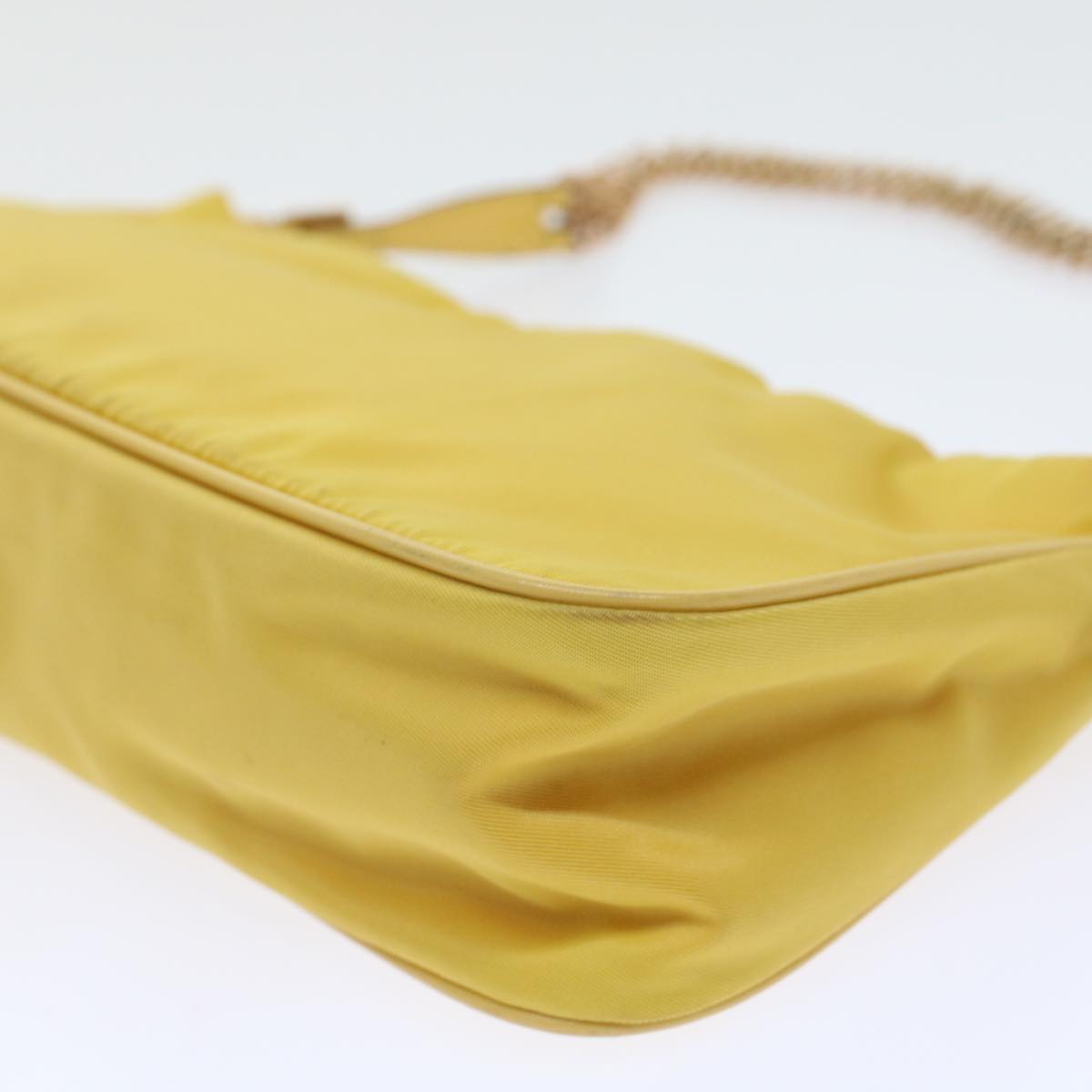 PRADA Chain Shoulder Bag Nylon Yellow  hk780