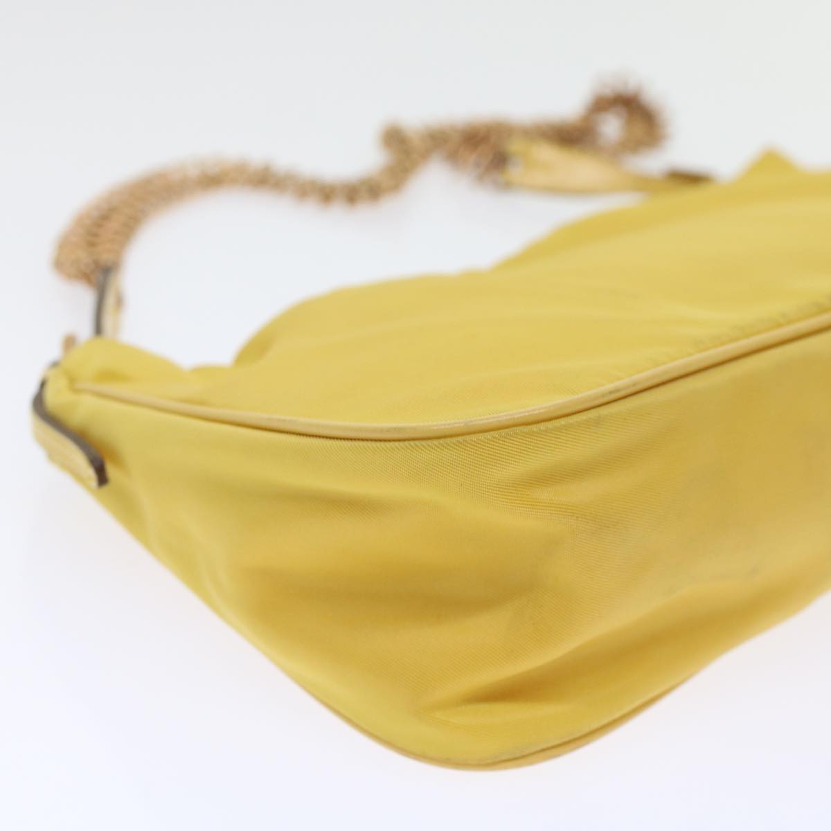 PRADA Chain Shoulder Bag Nylon Yellow  hk780