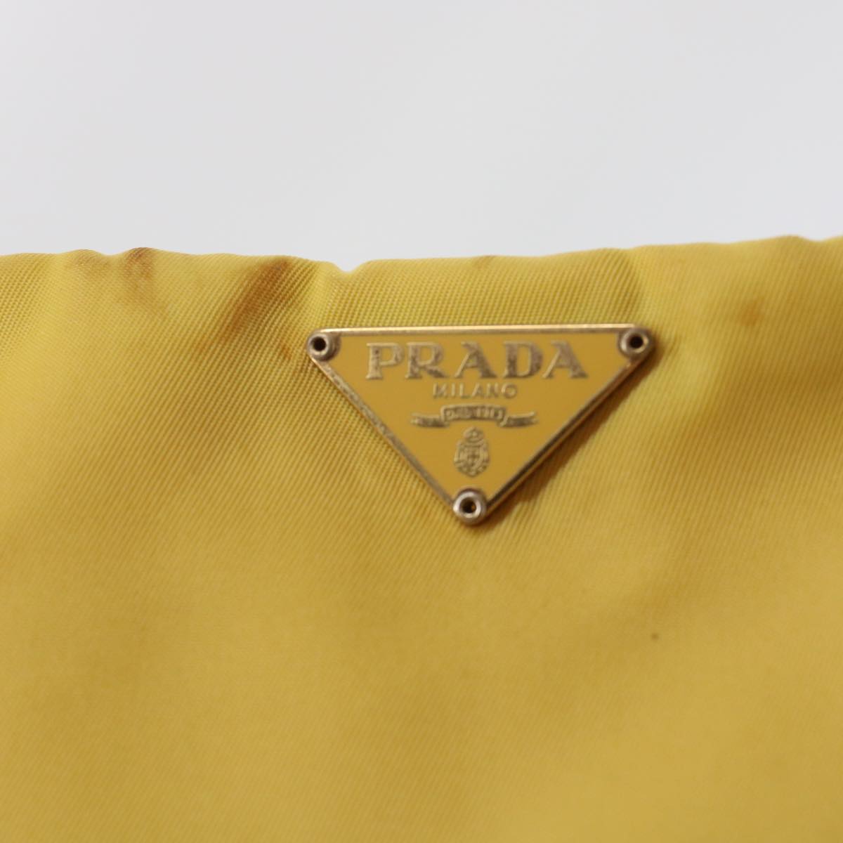 PRADA Chain Shoulder Bag Nylon Yellow  hk780