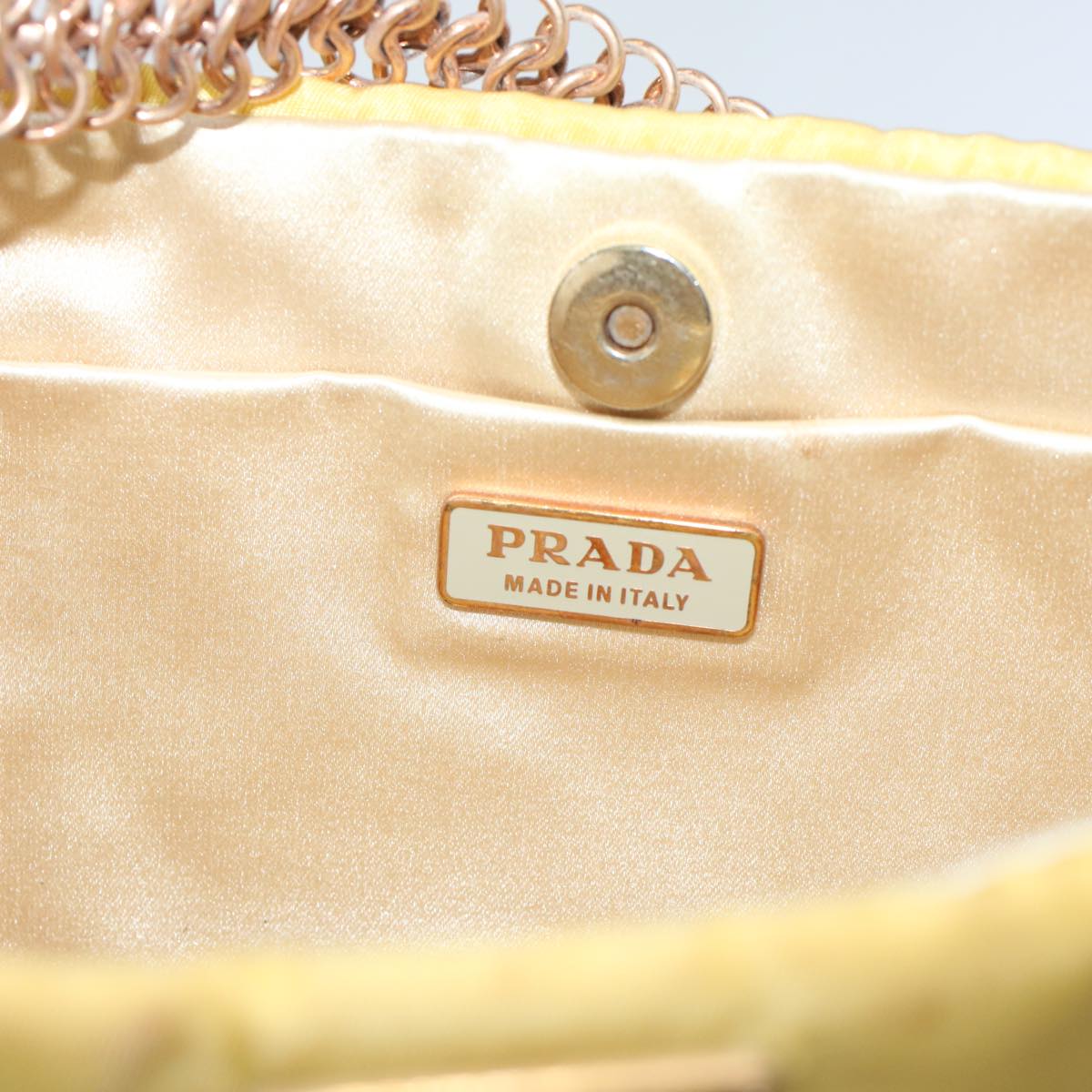 PRADA Chain Shoulder Bag Nylon Yellow  hk780