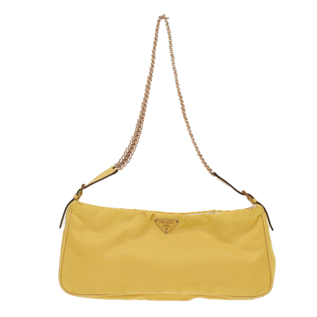 PRADA Chain Shoulder Bag Nylon Yellow  hk780