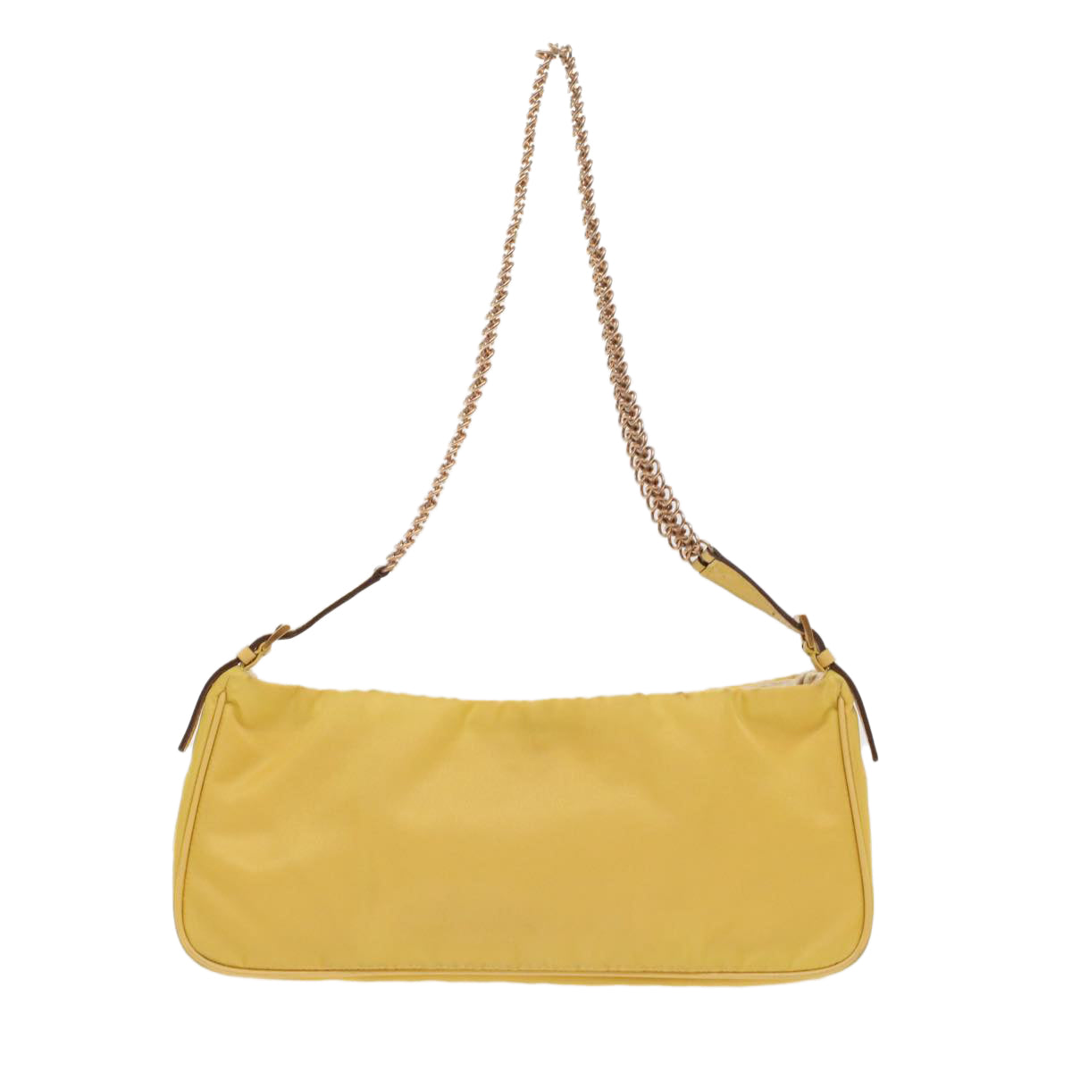 PRADA Chain Shoulder Bag Nylon Yellow  hk780