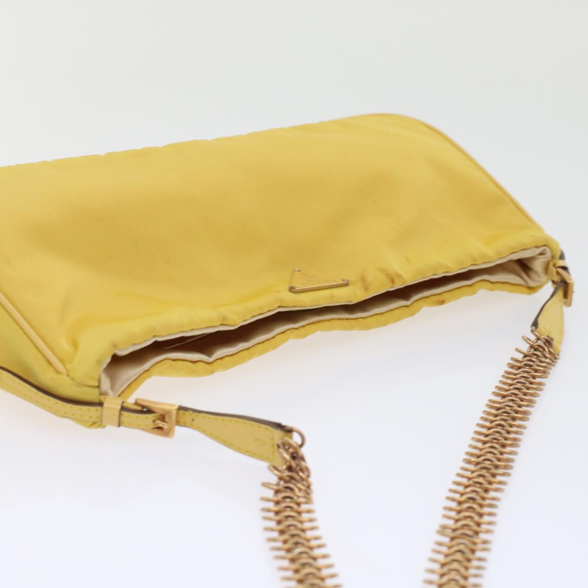 PRADA Chain Shoulder Bag Nylon Yellow  hk780