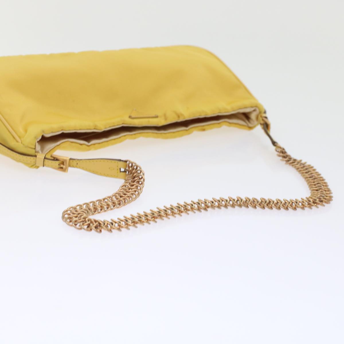 PRADA Chain Shoulder Bag Nylon Yellow  hk780